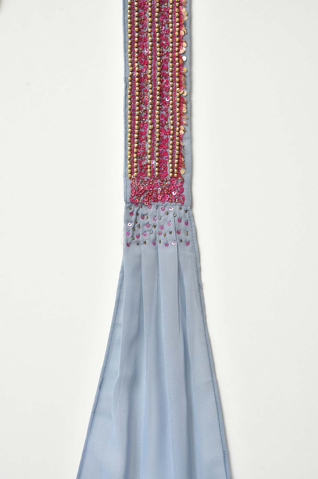 Light Blue Anarkali kurta With Pants And Predrape