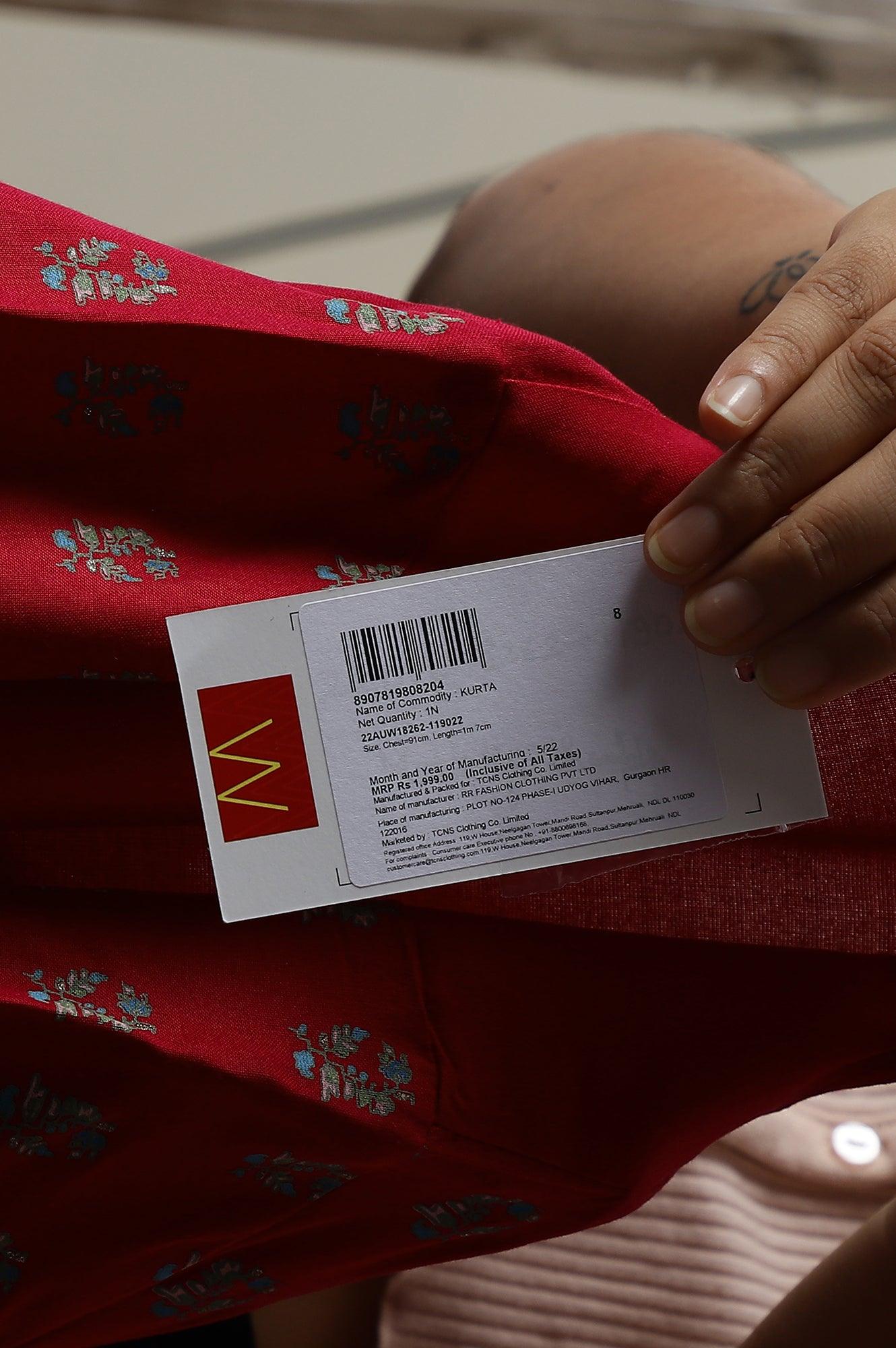 Pink Placement Print Rayon kurta - wforwoman