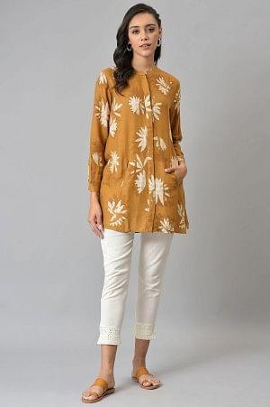 Mustard Floral Print Top - wforwoman