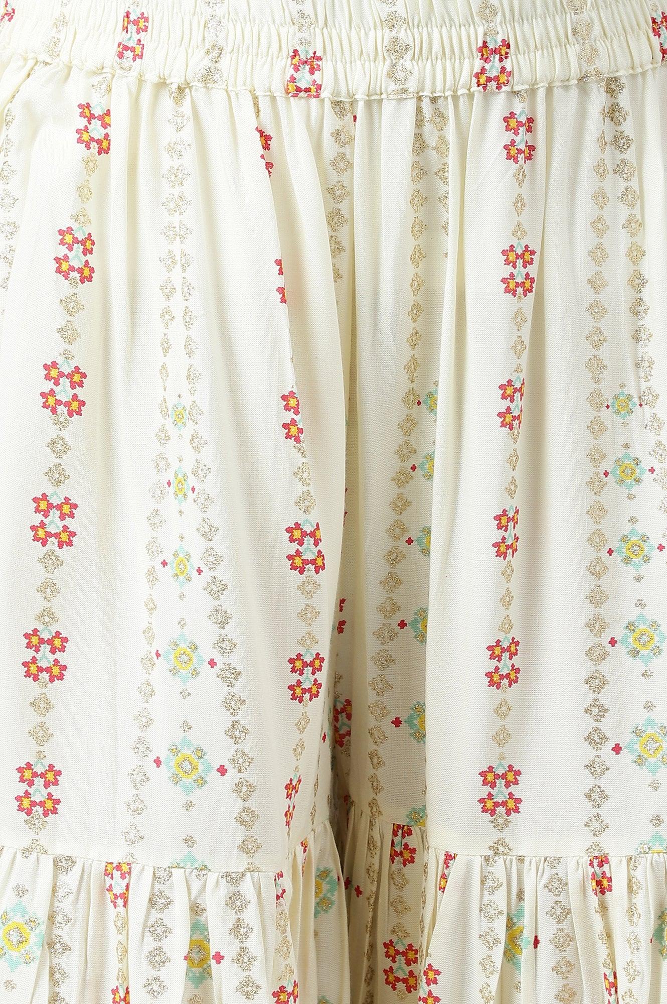 Ecru Festive Short kurta And Sharara Set - wforwoman