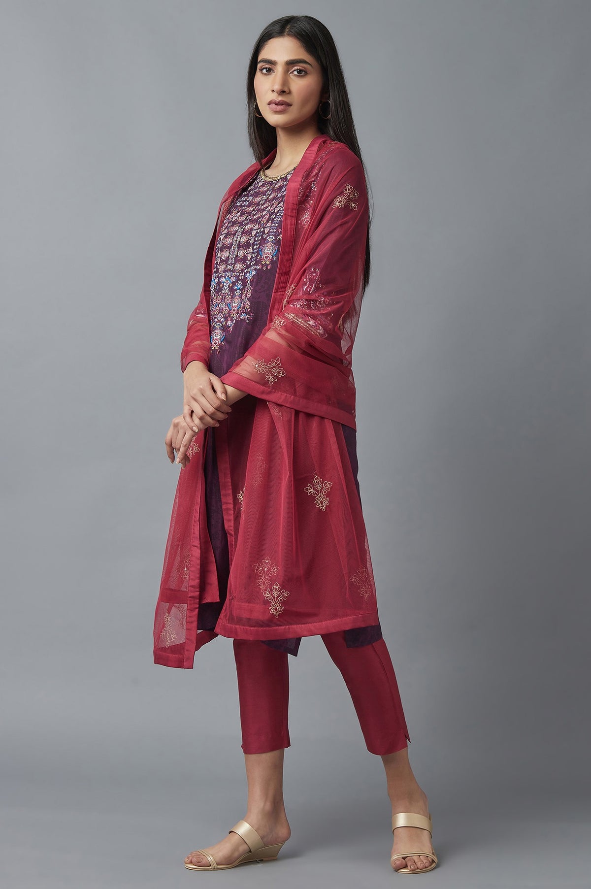 Pink Mesh Dupatta