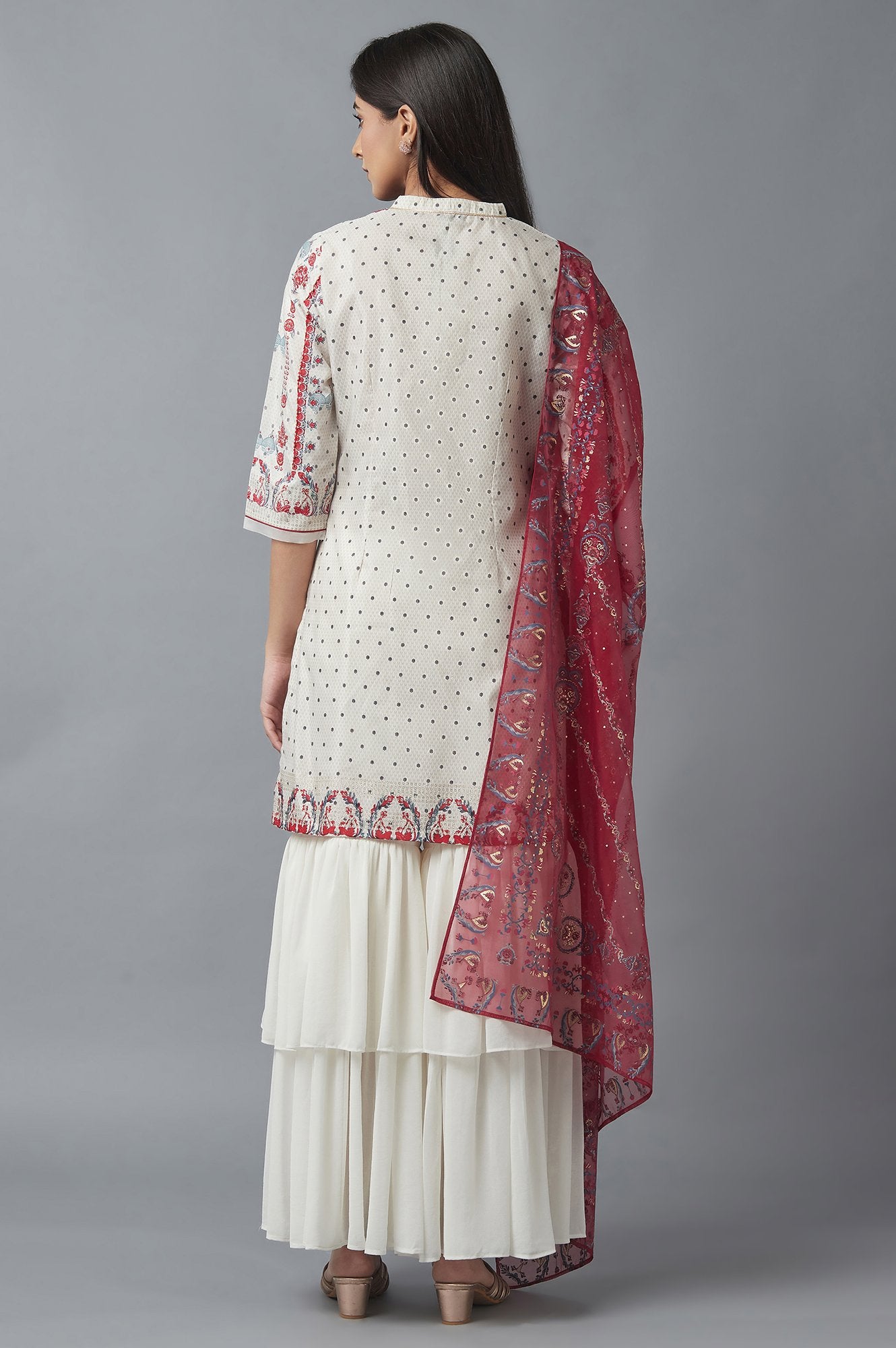 Ecru kurta, Sharara and Dupatta Set