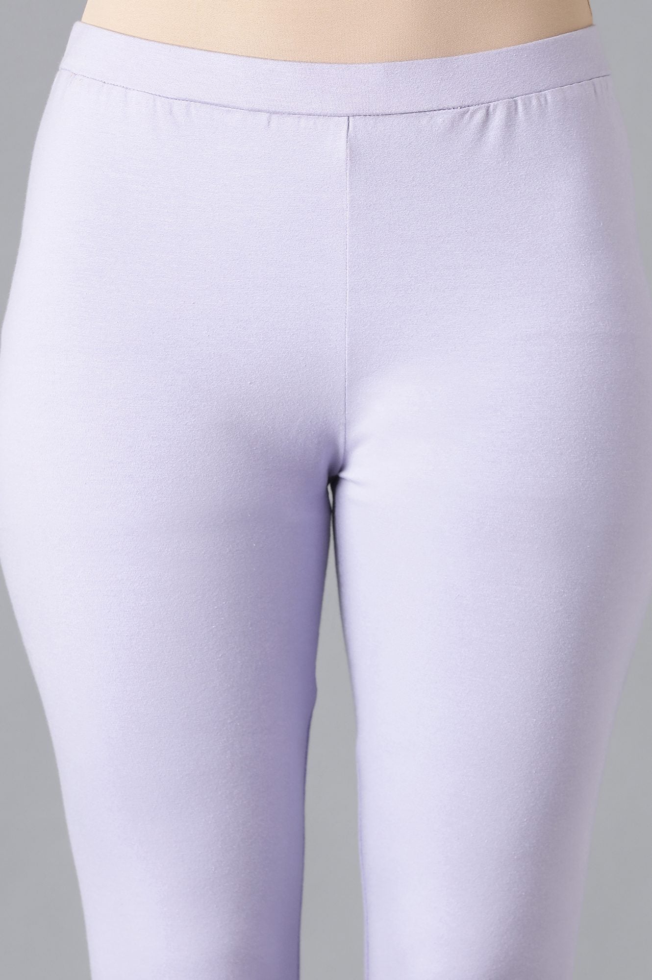 Purple A-Line kurta, Tights And Dupatta Set