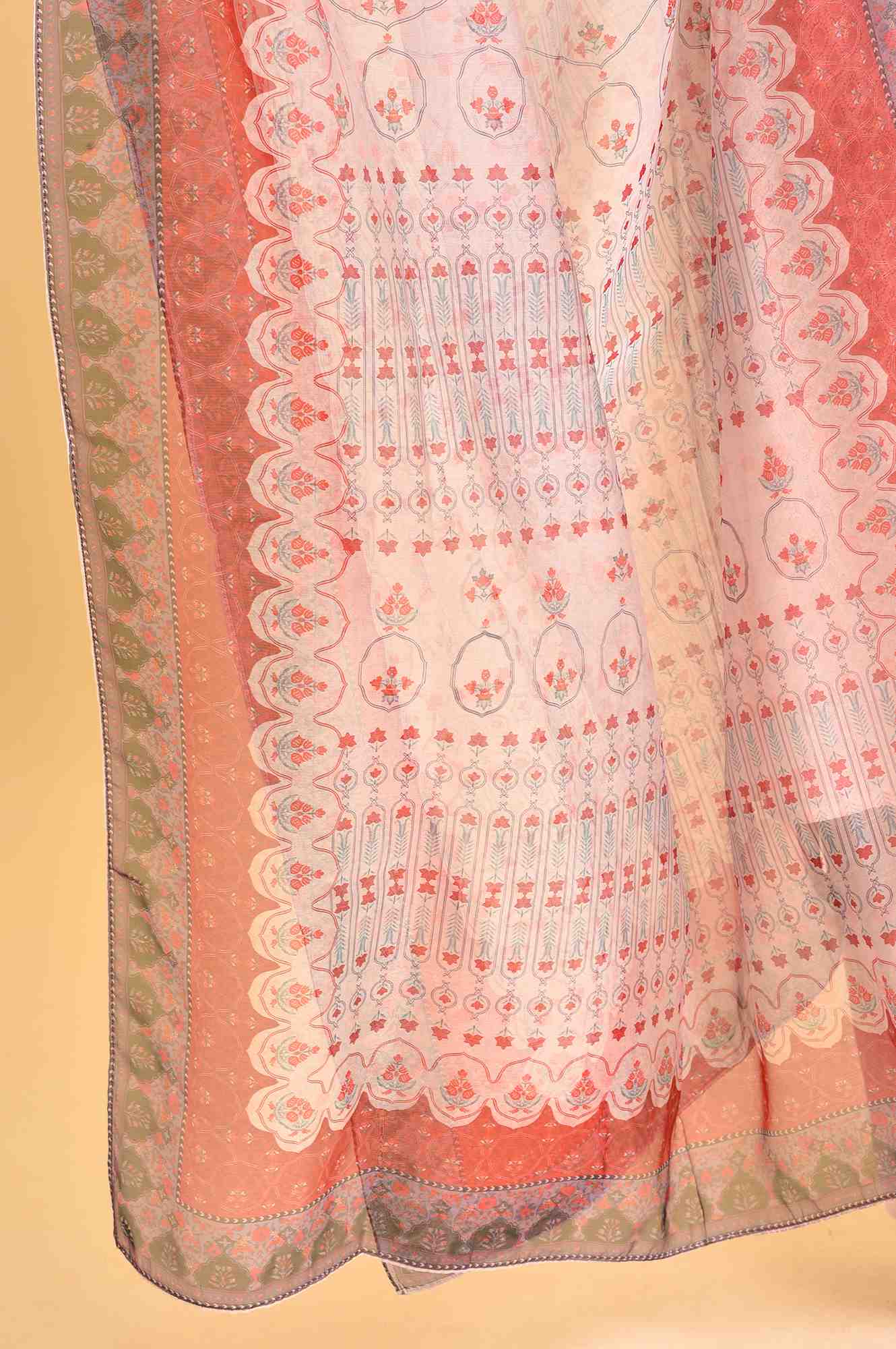 Light Pink Embroidered Kurta, Pants And Dupatta Set