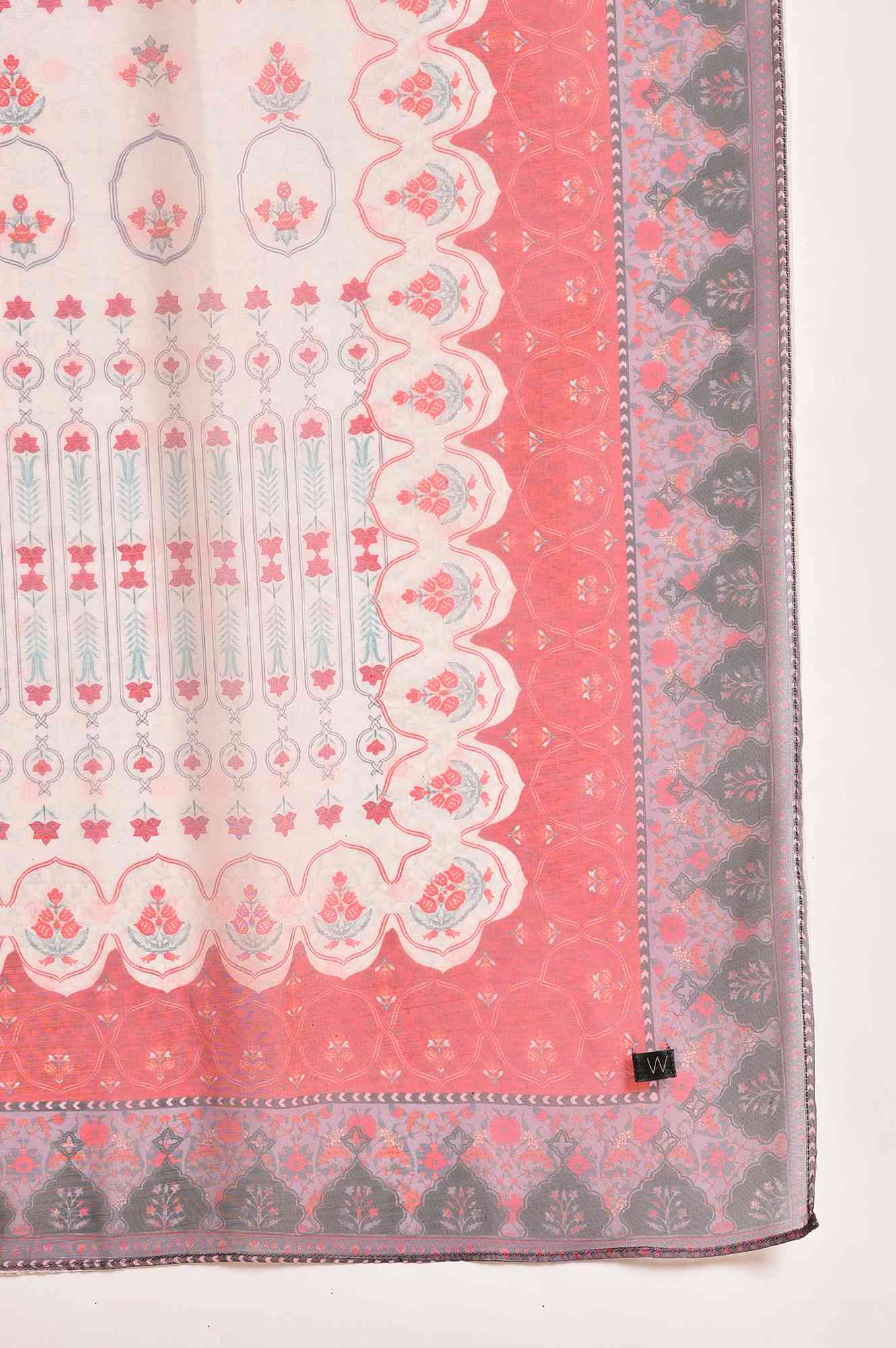 Light Pink Embroidered Kurta, Pants And Dupatta Set