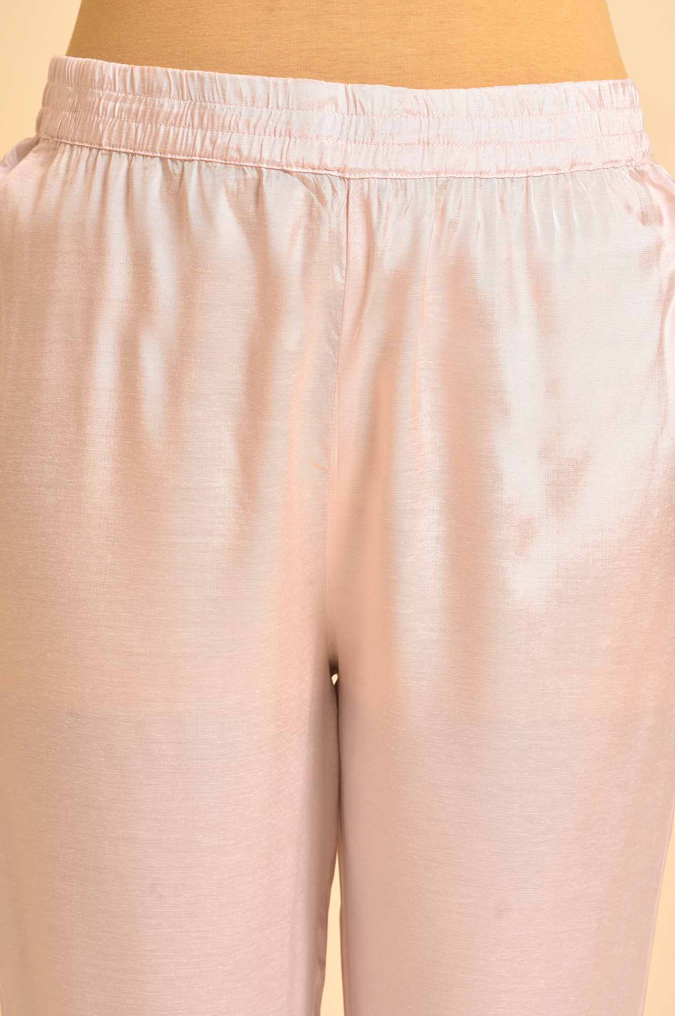 Light Pink Embroidered Kurta, Pants And Dupatta Set