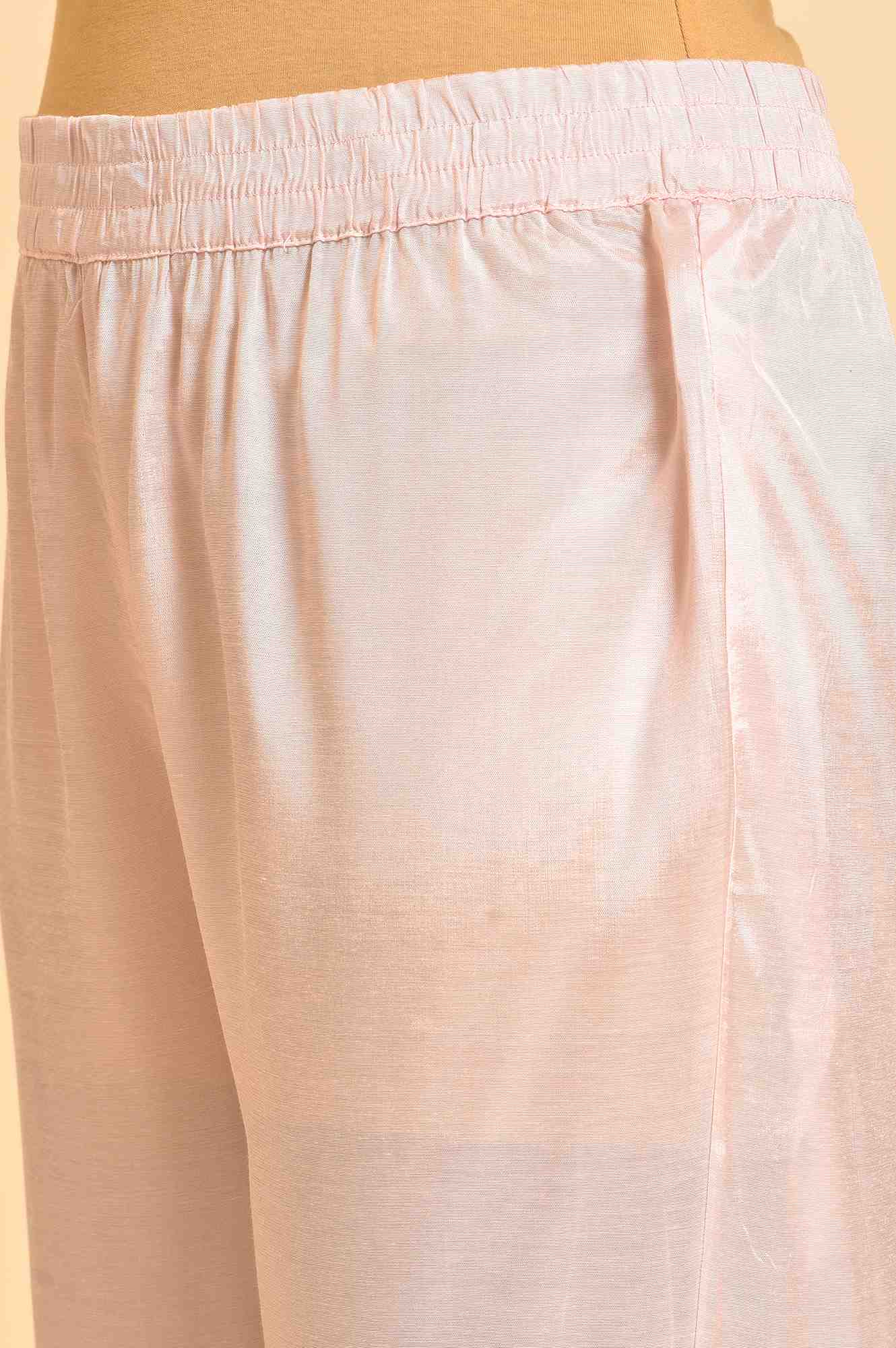 Light Pink Embroidered Kurta, Pants And Dupatta Set