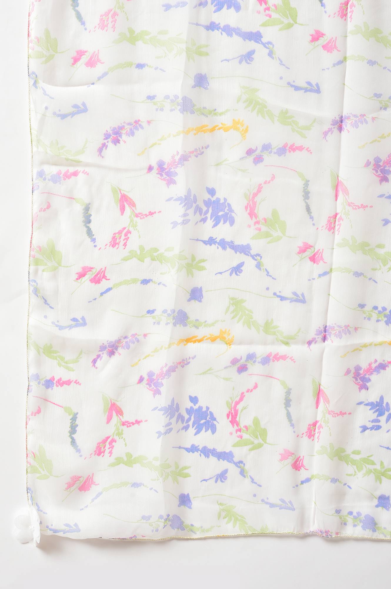 Ecru Printed Round Neck kurta With Tights And Dupatta