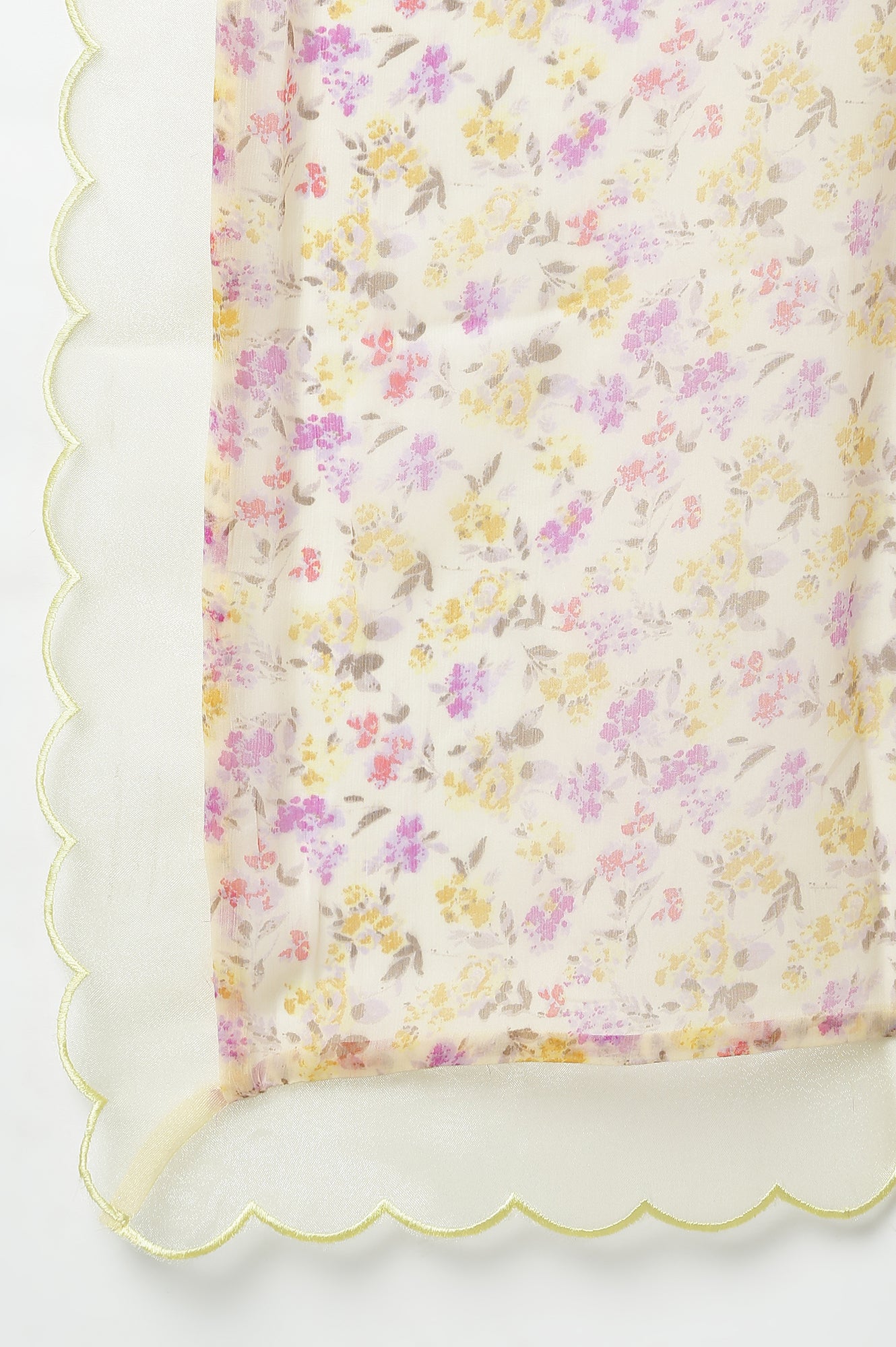 Lemon Yellow Embroidered Chanderi kurta With Slim Pants And Dupatta