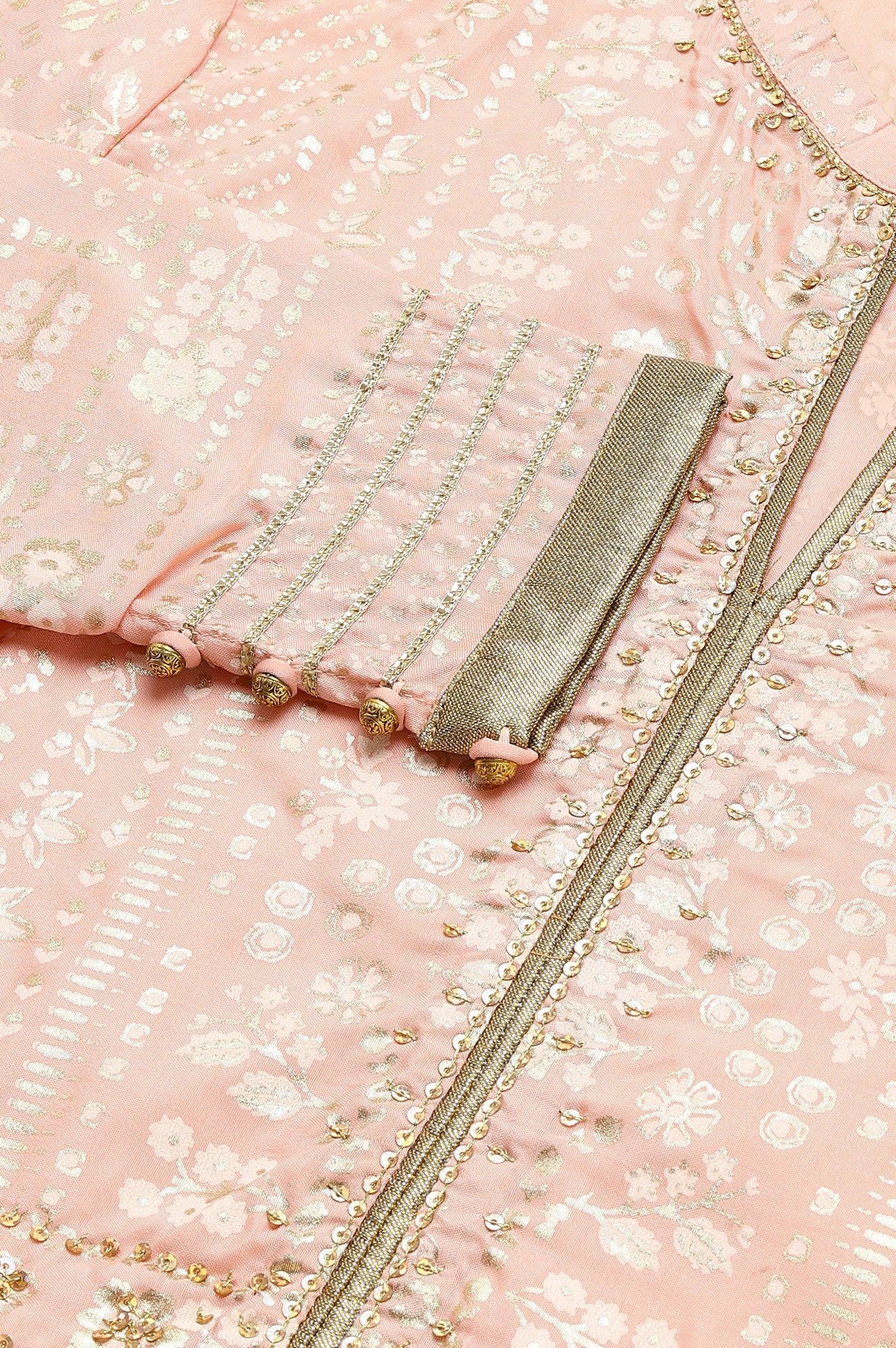 Light Pink Placement Print Flared Dress - wforwoman