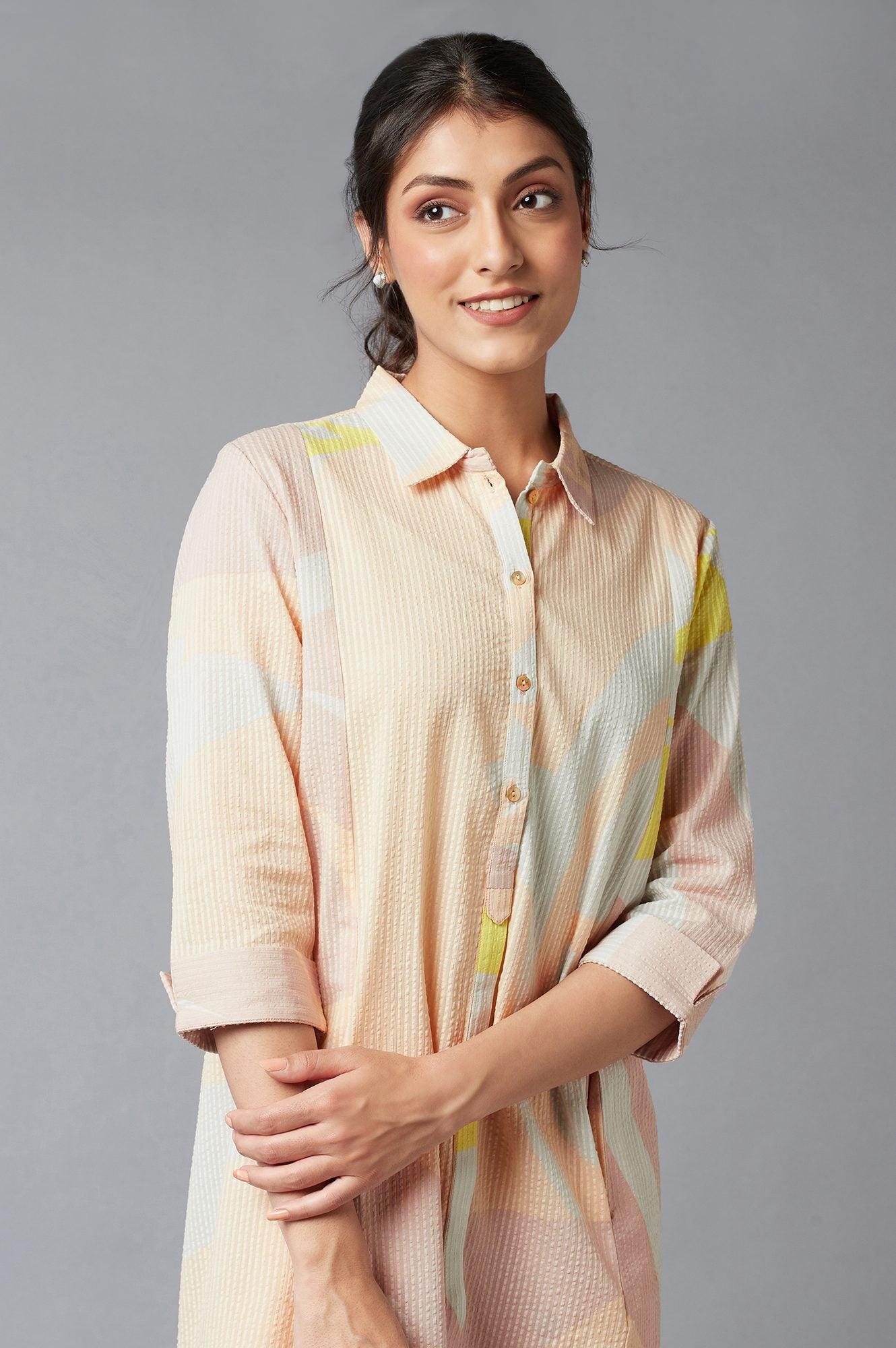 Coral Floral Print Cotton Shirt Dress - wforwoman