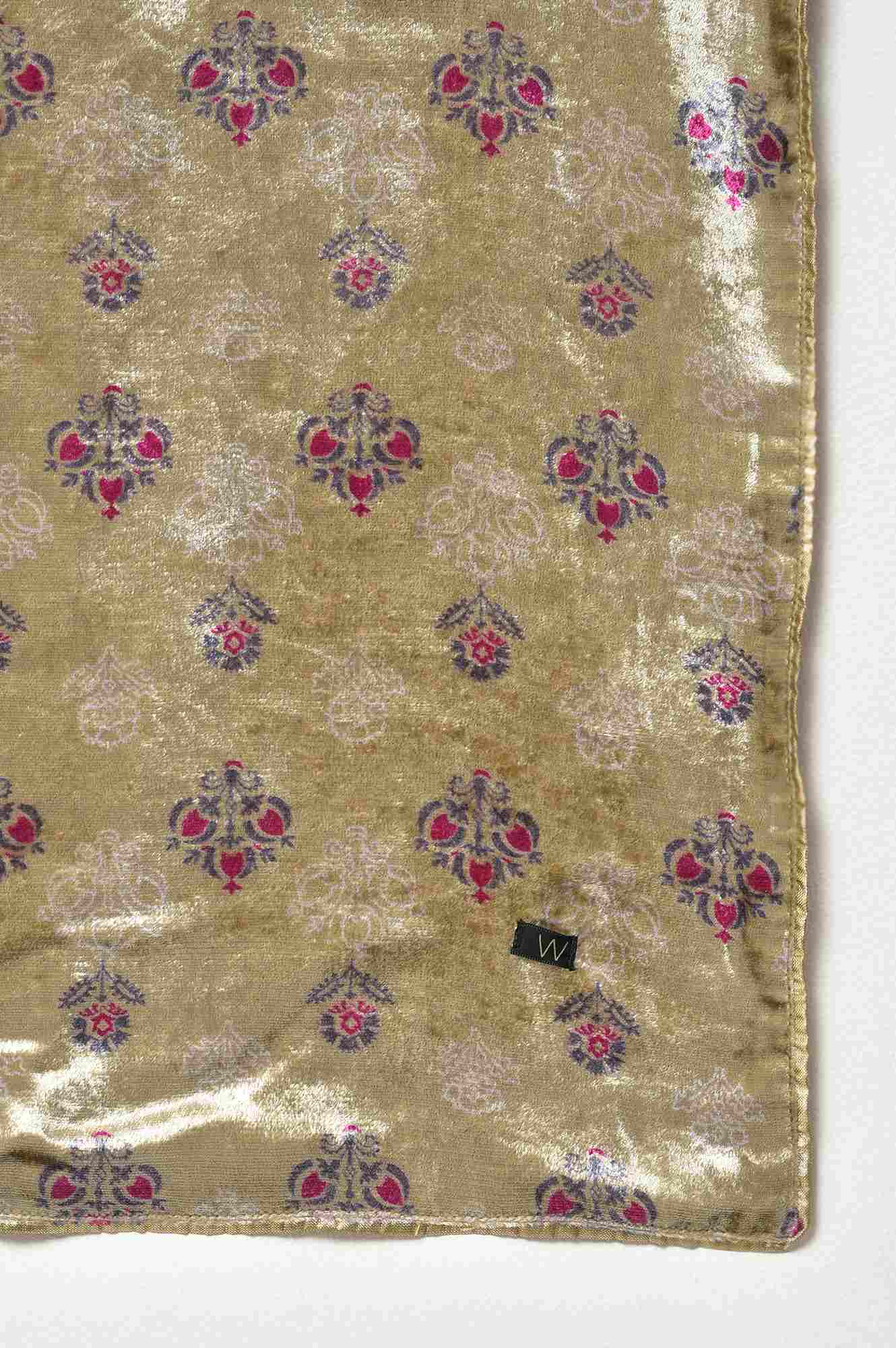 Light Grey Floral Printed Velvet Shawl