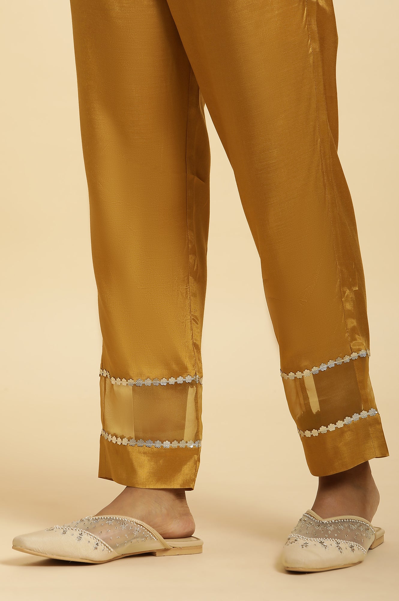 Yellow Embroidered Kurta, Pants And Dupatta Set