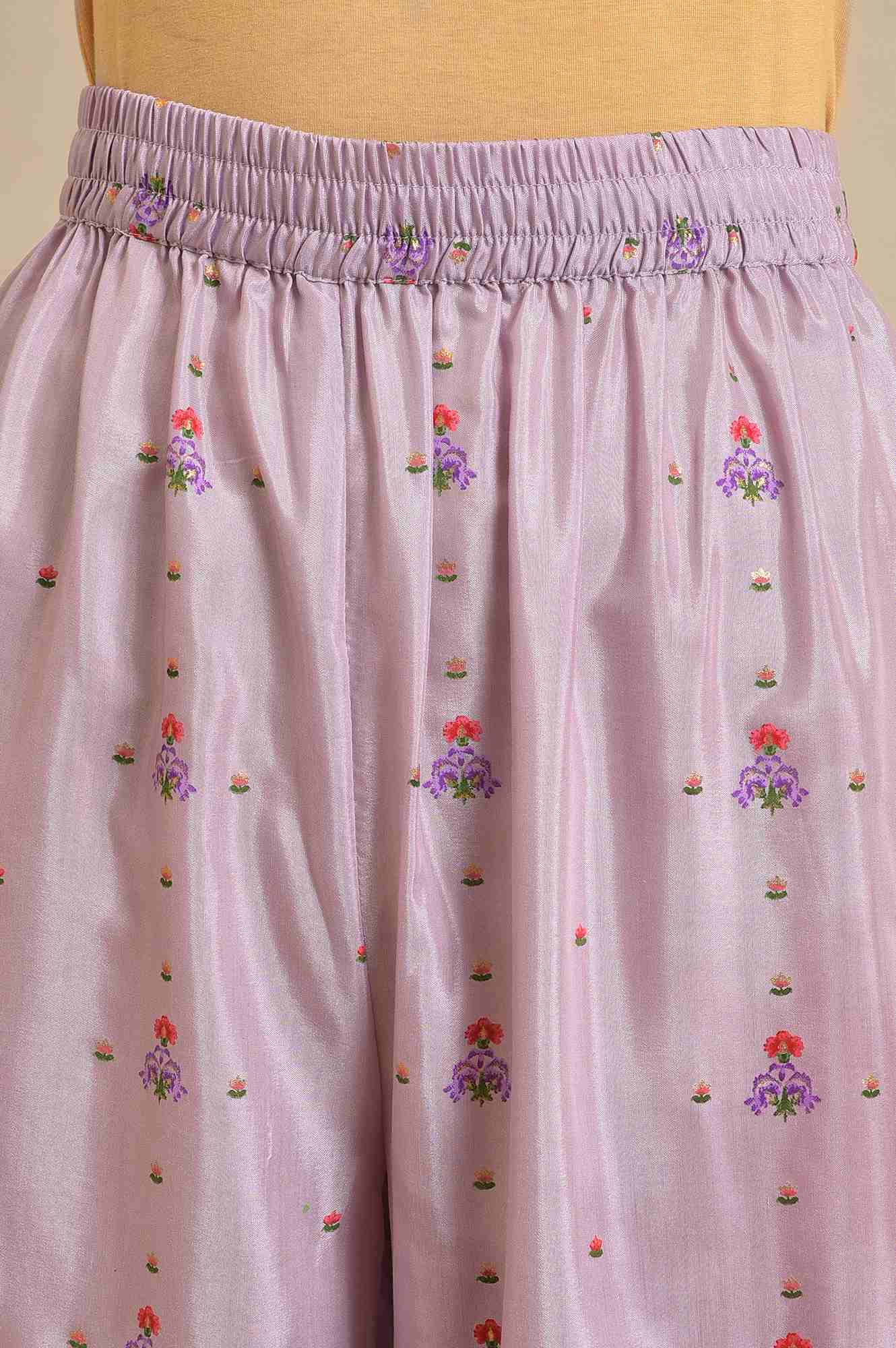 Green Chanderi Floral Printed kurta, Sharara & Dupatta Set