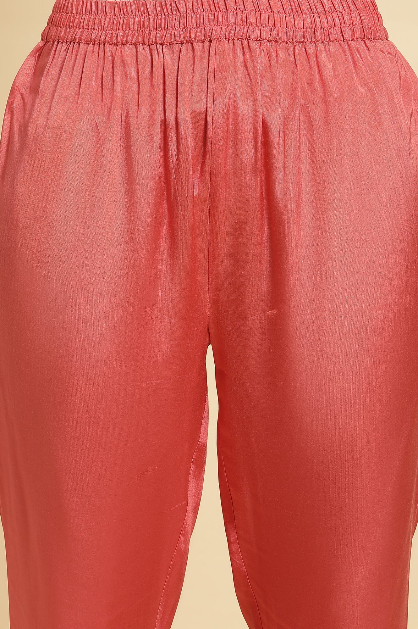 Pink Embroidered Anarkali Kurta, Pants & Printed Dupatta Set