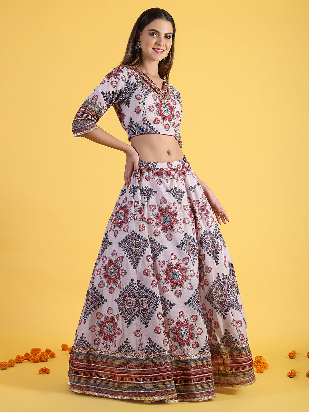 White Embroidered Beads Straight Top Skirt Dupatta