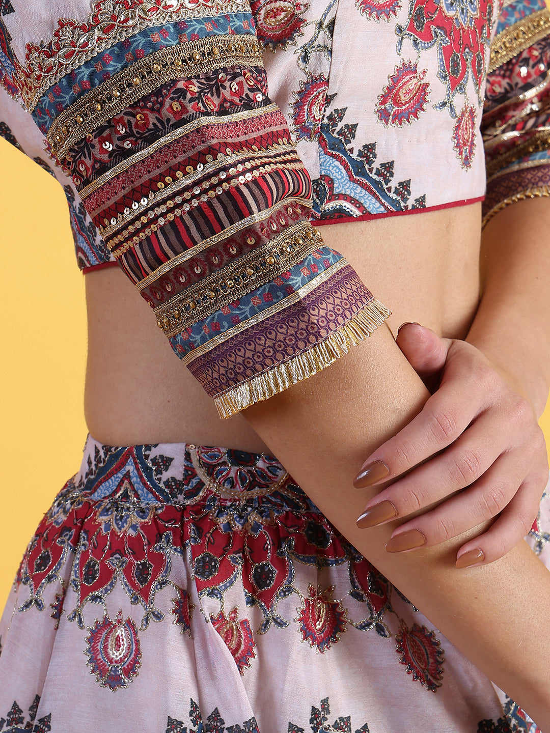 White Embroidered Beads Straight Top Skirt Dupatta