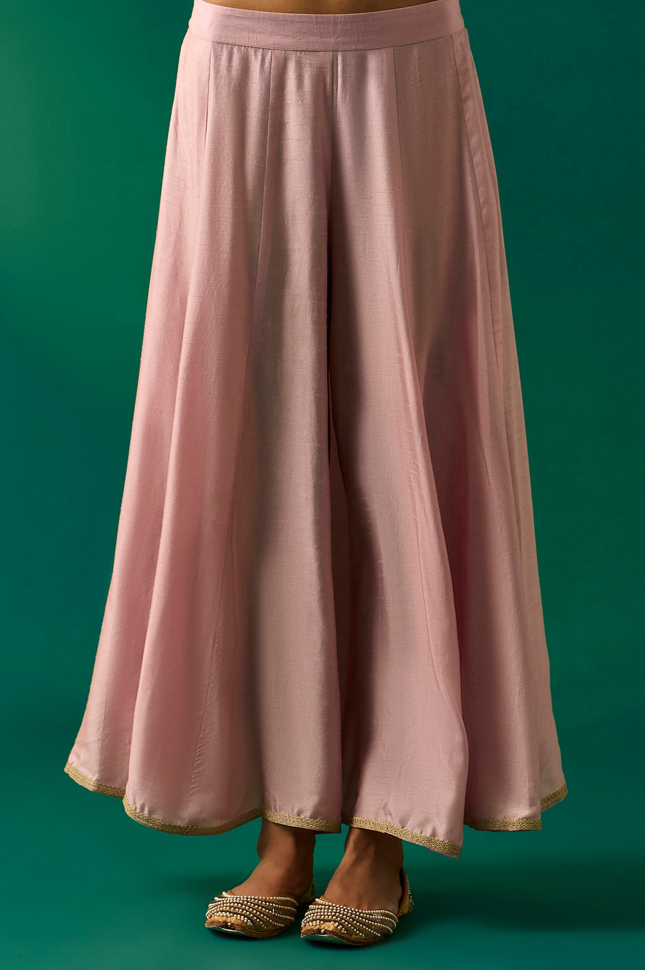 Lavendar Zari Embroidered Anarkali Kurta, Cullotes and Dupatta Set