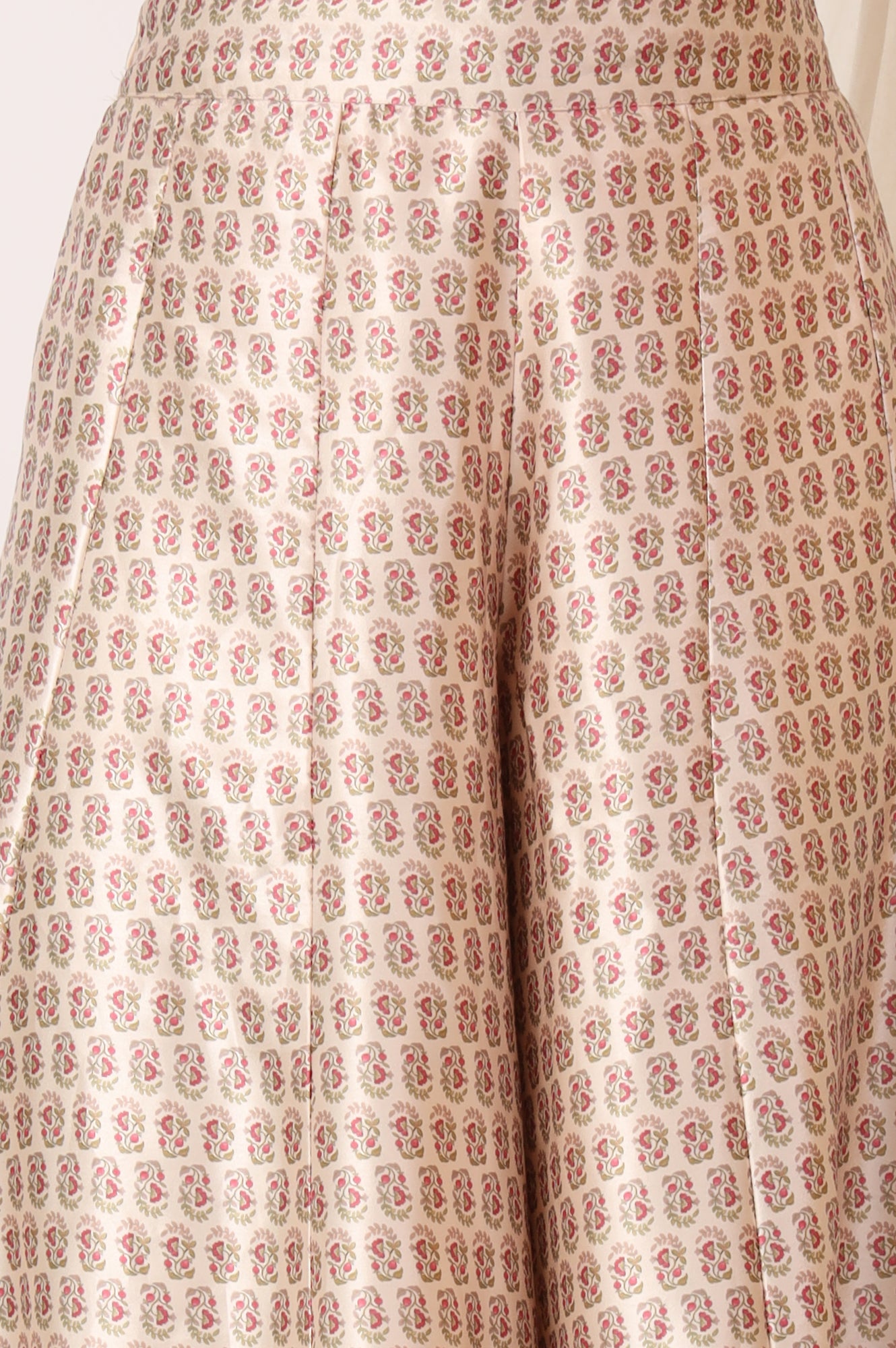 Salmon Pink Chintz Printed Organza Jacket, Crop Top and Culottes Set