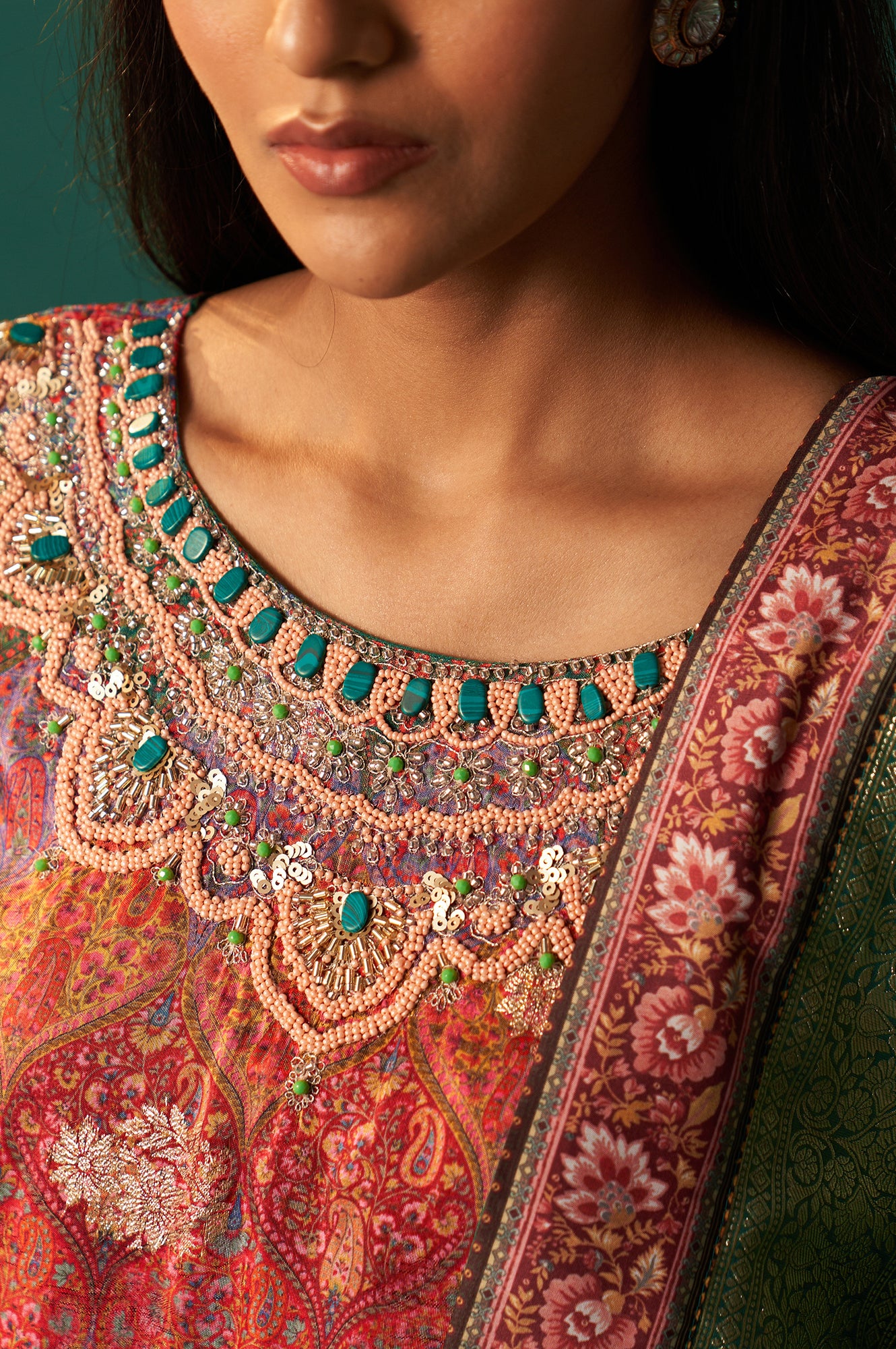 Multicolour Printed Jacquard Straight Kurta, Straight Pant and Dupatta Set