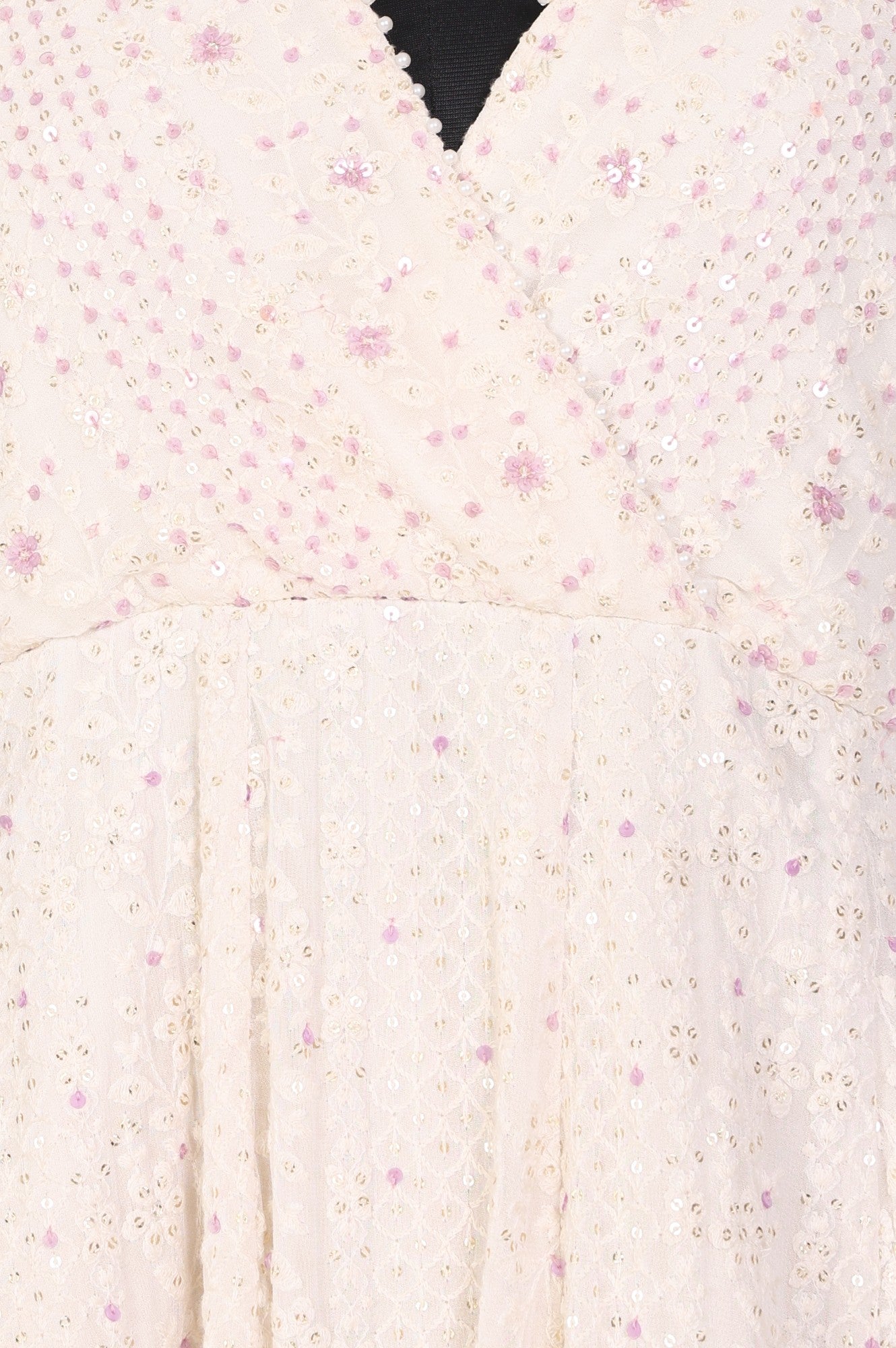 White Ombre Sequinned Embroidered Anarkali Kurta with Churidar and Dupatta Set