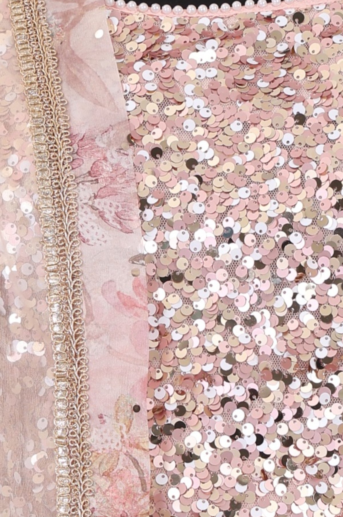 Pink Sequin Sleeveless Blouse And Lehenga Set with Cape test