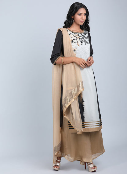 Black &amp; White Printed kurta