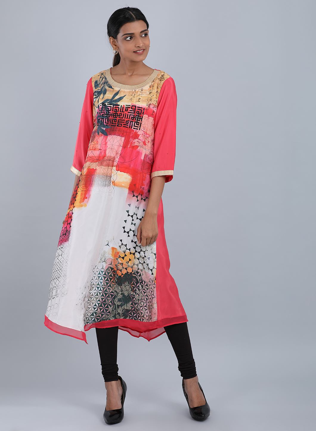 Coral Round Neck Printed kurta