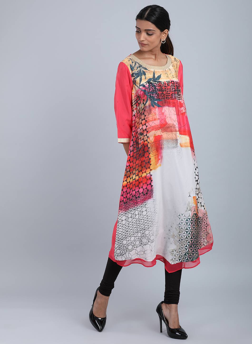 Coral Round Neck Printed kurta