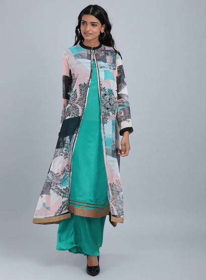 Blue Mandarin Neck Printed kurta