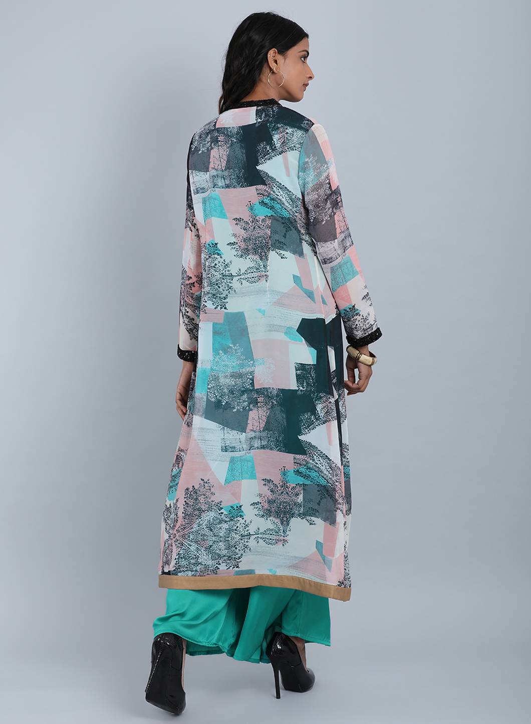 Blue Mandarin Neck Printed kurta