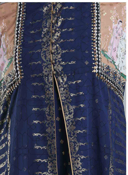 Blue Embellished Mandarin Neck kurta