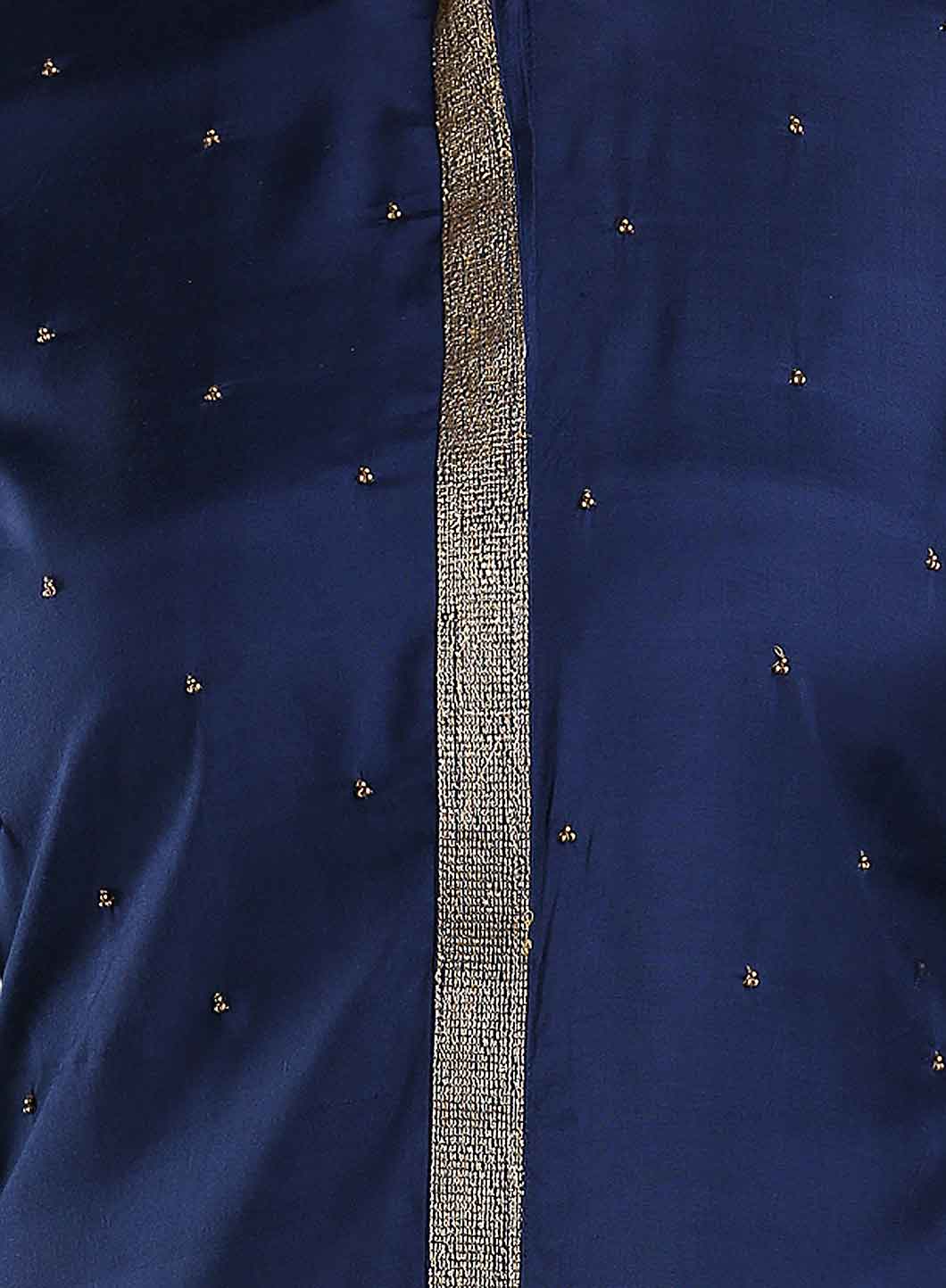 Blue Solid Mandarin Neck kurta