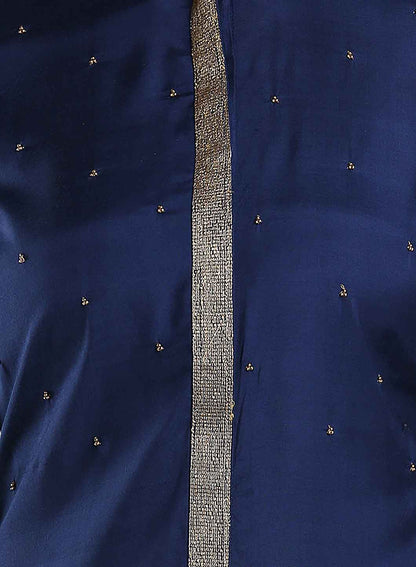 Blue Solid Mandarin Neck kurta