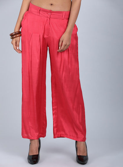 Red Tailored Volume Pants