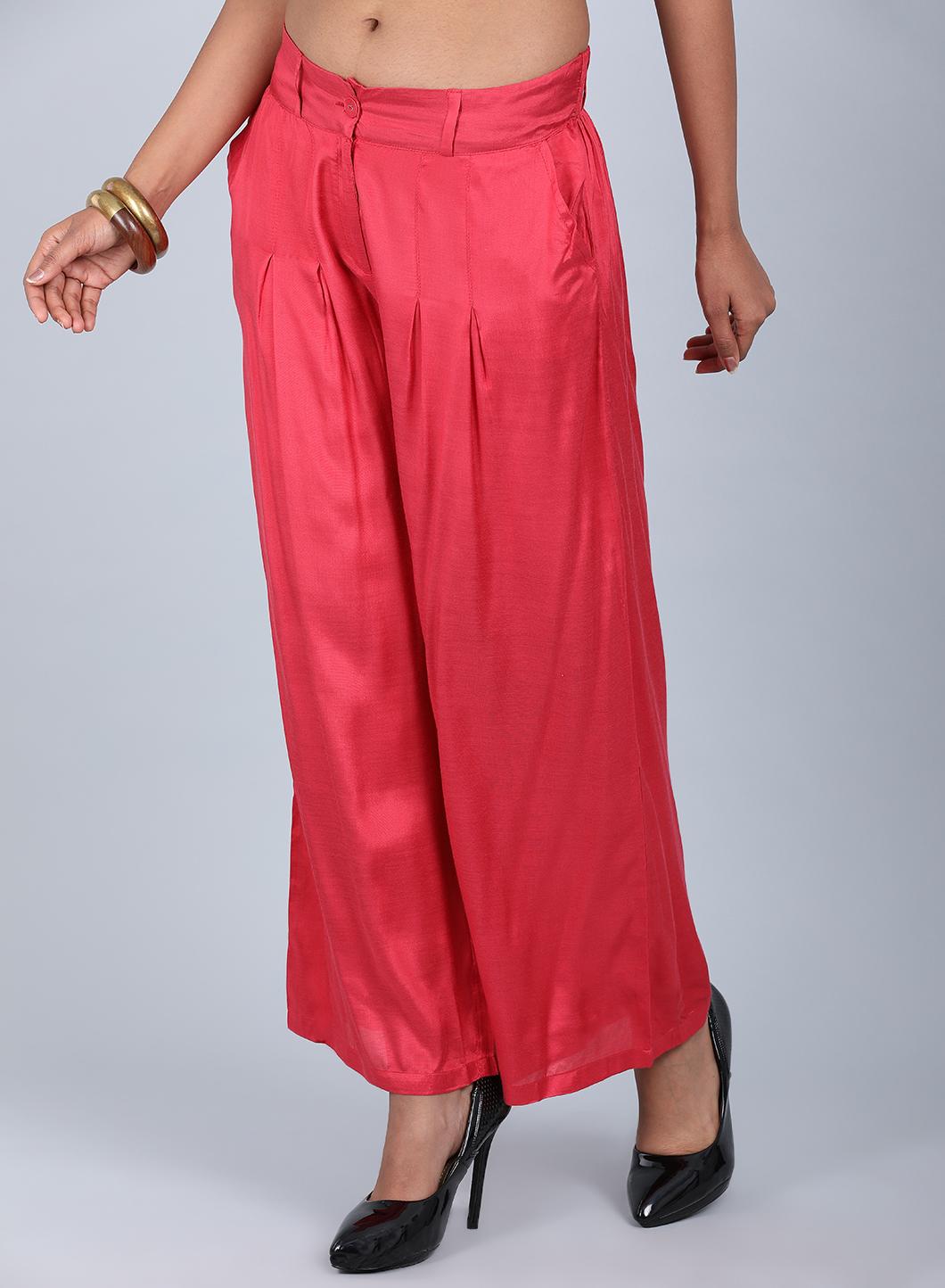 Red Tailored Volume Pants