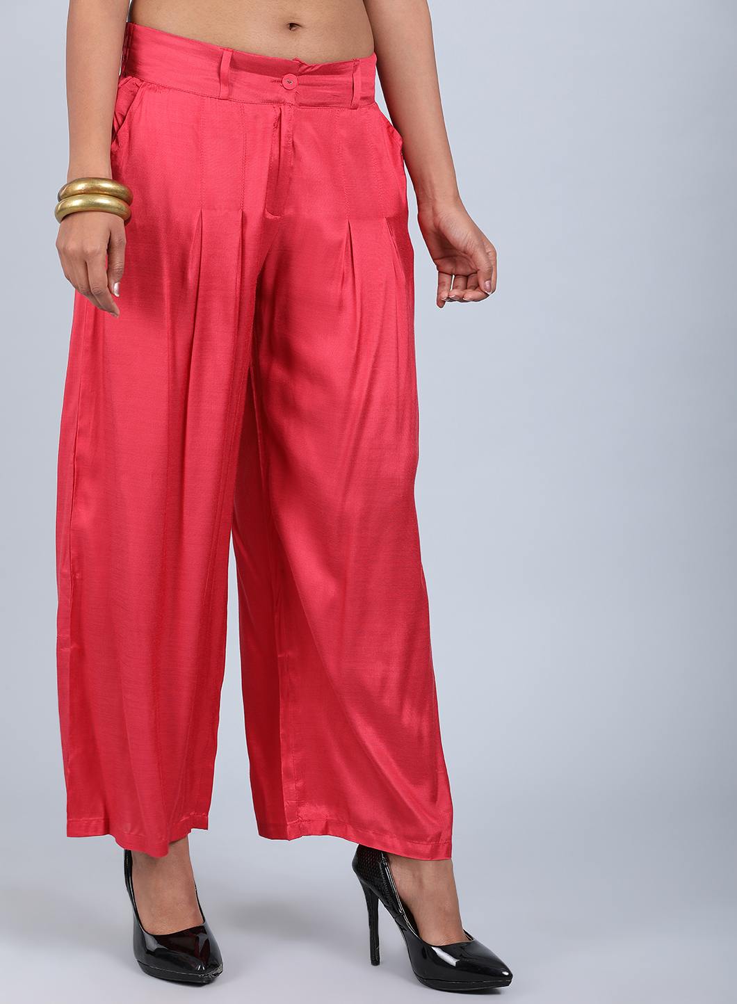 Red Tailored Volume Pants