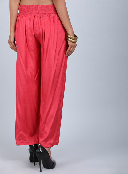 Red Tailored Volume Pants