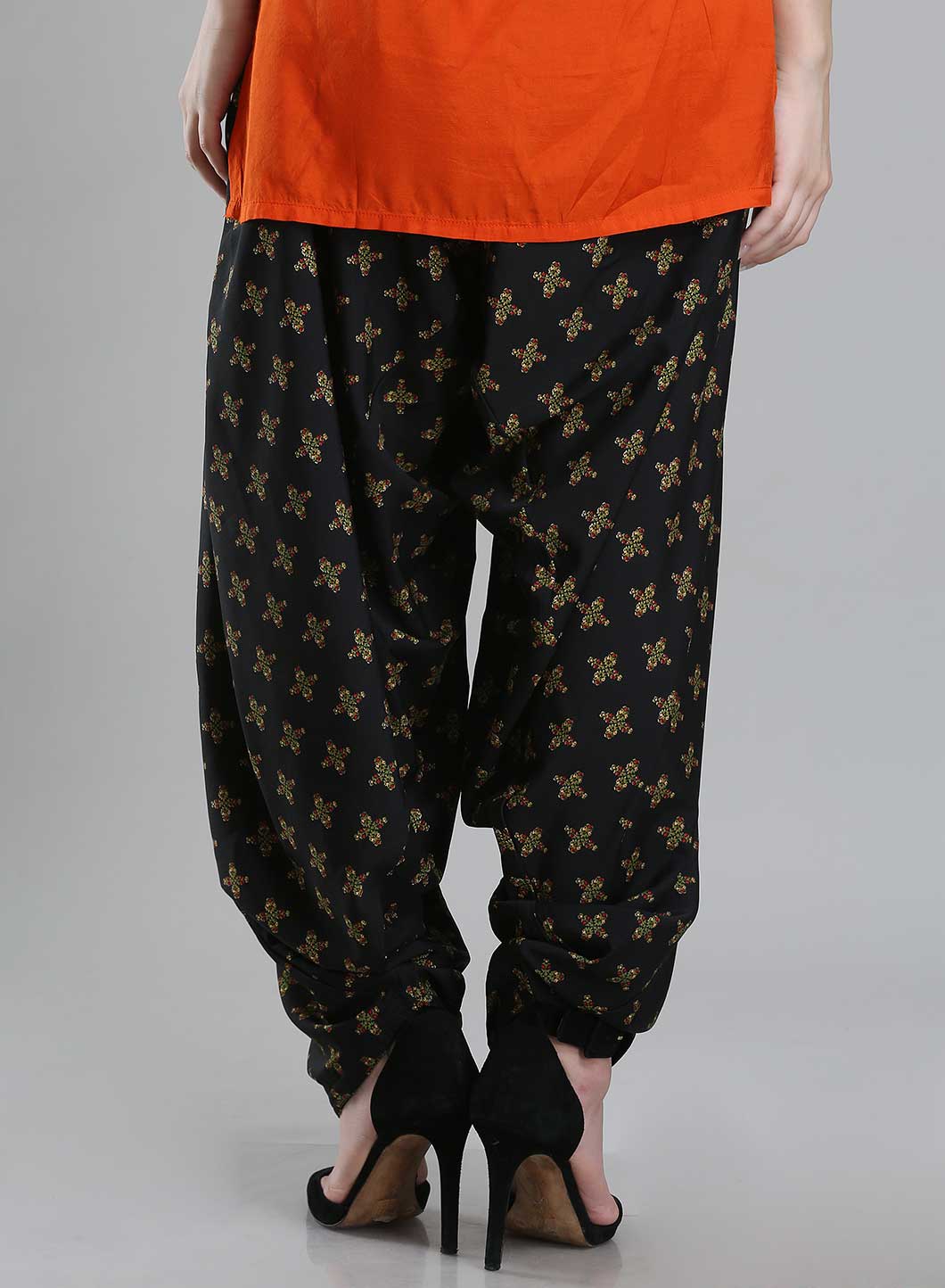 Black Printed Dhoti Pants