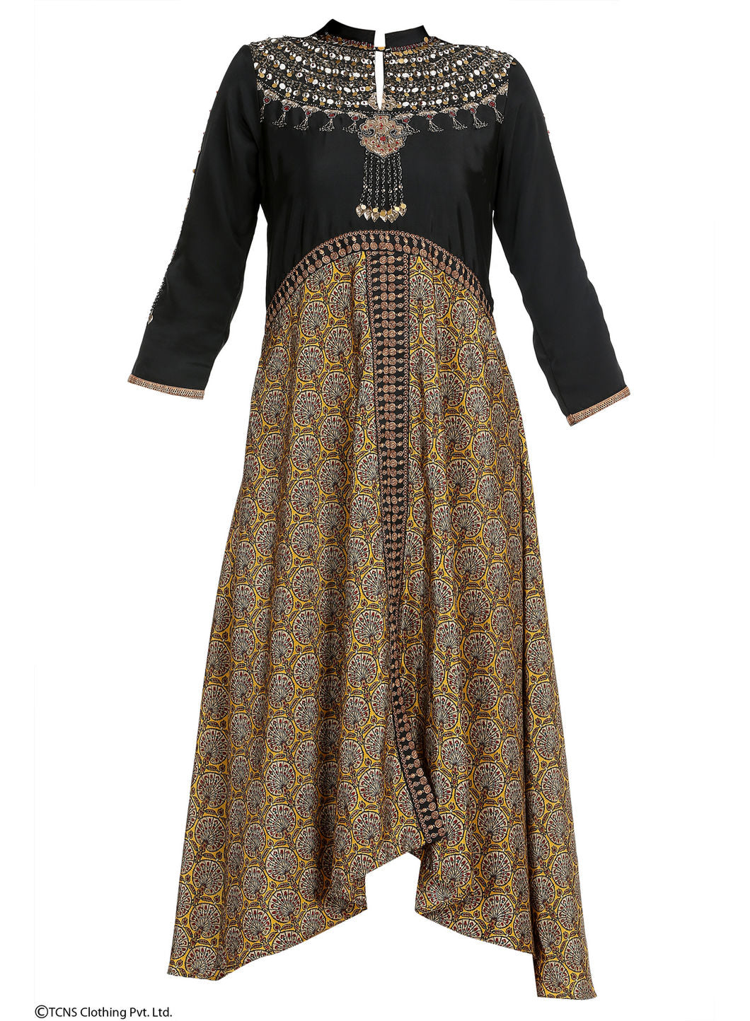 Black Embellished 3/4 Sleeve kurta