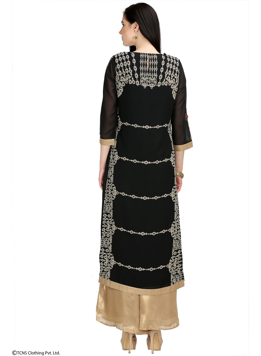 Black Embellished 3/4 Sleeve kurta