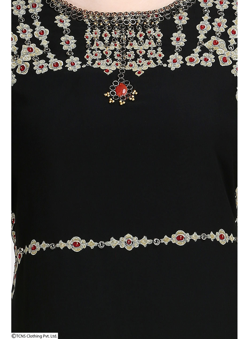 Black Embellished 3/4 Sleeve kurta