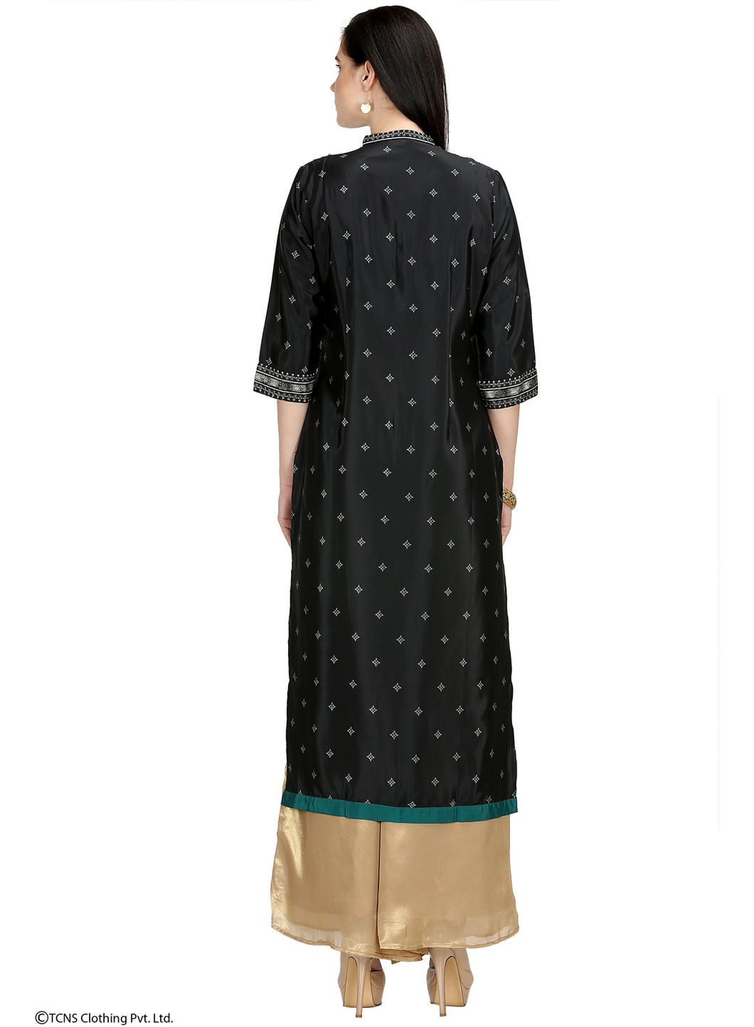 Black Printed 3/4 Sleeve kurta