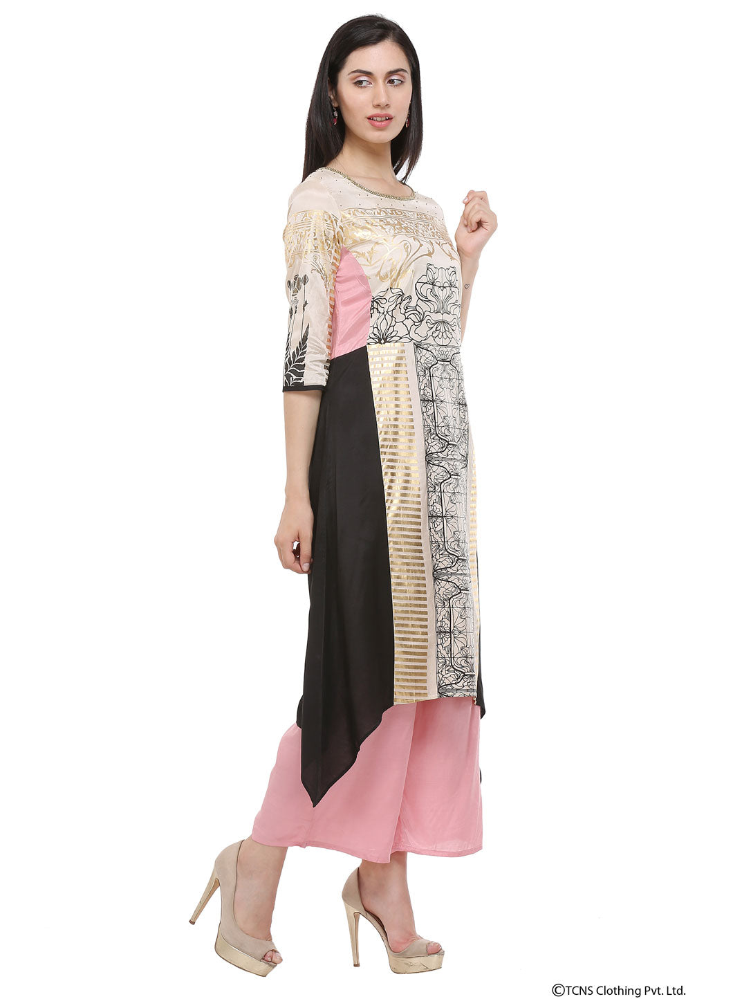 Beige Round Neck kurta