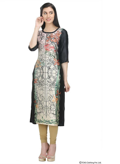 Black Printed 3/4 Sleeve kurta