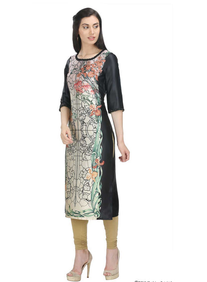 Black Printed 3/4 Sleeve kurta