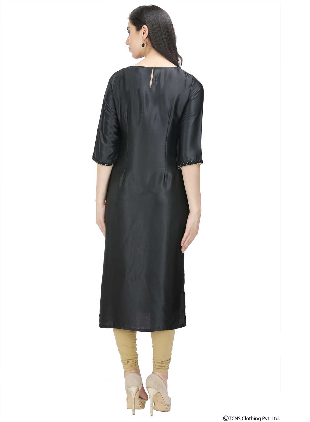 Black Printed 3/4 Sleeve kurta