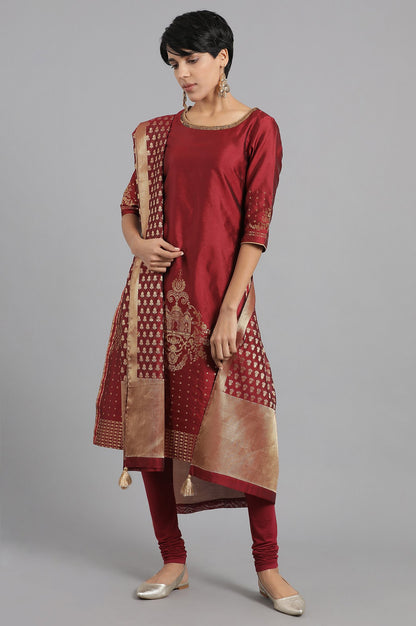 Red Knitted Churidar