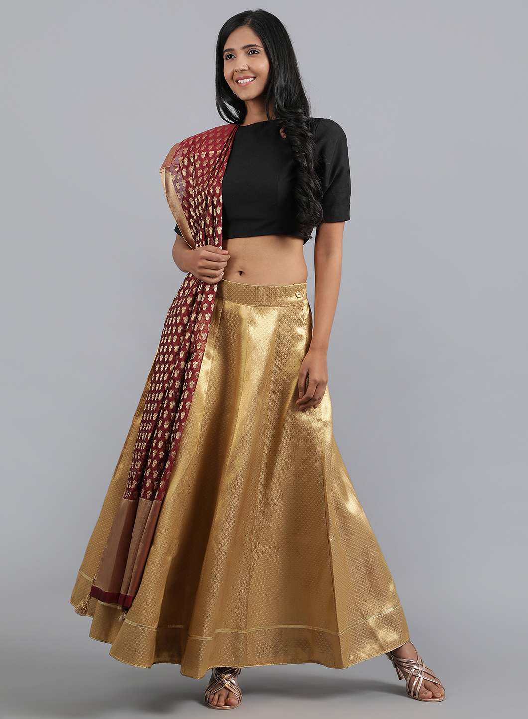 Gold Jacquard Skirt