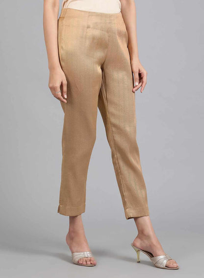 Gold Jacquard Slim Pants